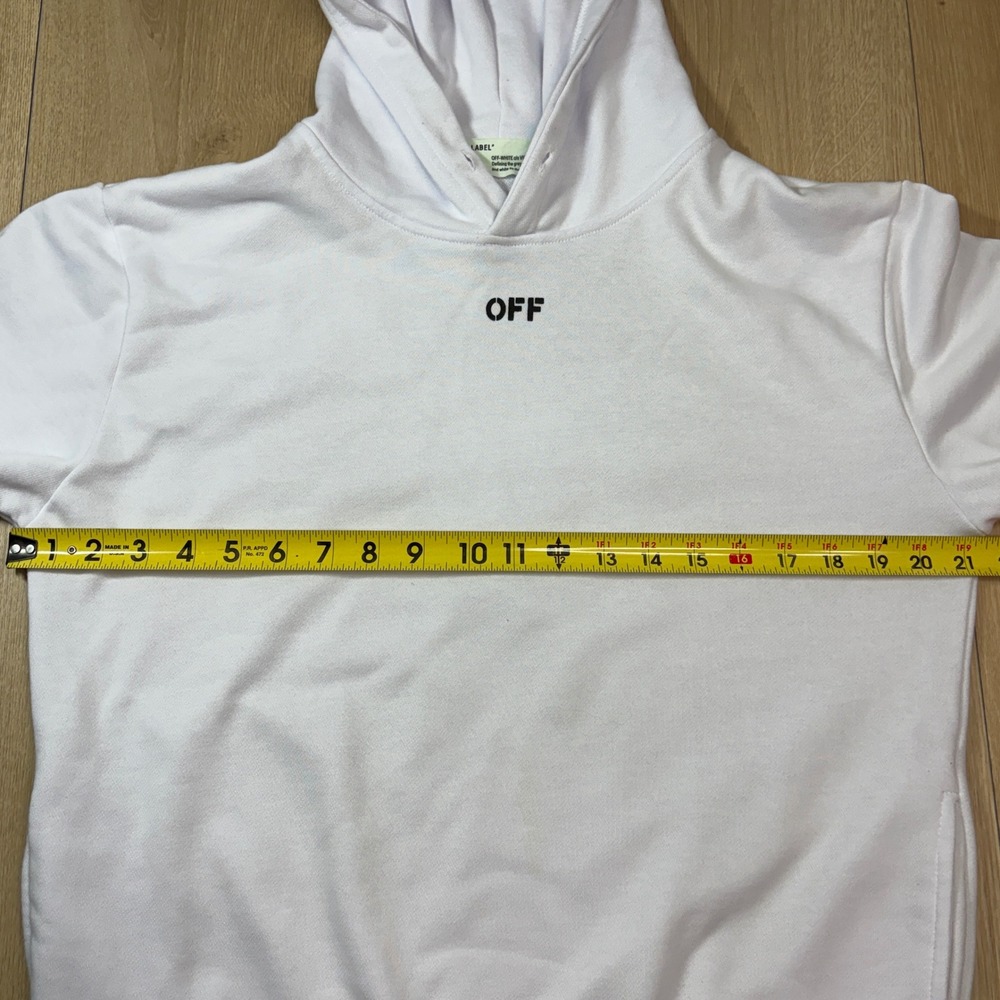 Off-White c/o Virgil Abloh Rive Gauche Arrow Hoodie White Black Mens Large - Picture 8 of 9